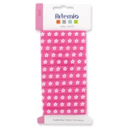 Ruban imprimé fleur Blanche fond Fuchsia x 5m|raw }}