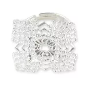 Bague estampe carrée 22 mm argenté x1