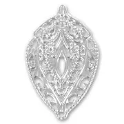 Pendentif léger feuille 56 mm argenté x1