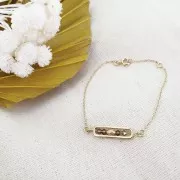 Intercalaire rectangle arrondi 21x6 mm - Plaqué Or 3 microns x1