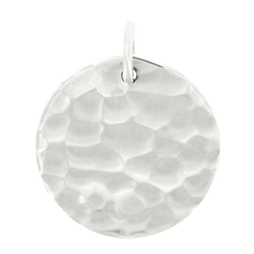 Pendentif rond martelé 15 mm avec anneau fermé - Argent 925 x1
