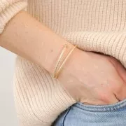 Bracelet jonc diamanté 2.6x160 mm - Plaqué Or 3 microns x1