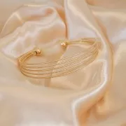 Bracelet jonc 5 fils texturés 11.5x160 mm - Plaqué Or 3 microns x1