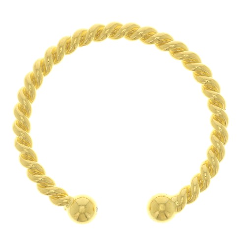 Bague fine torsadée réglable avec 2 petites boules - Doré à l'or fin x1