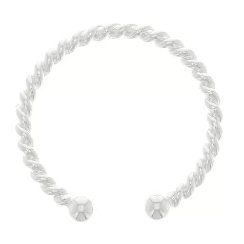 Bague fine torsadée réglable avec 2 petites boules - Argenté x1