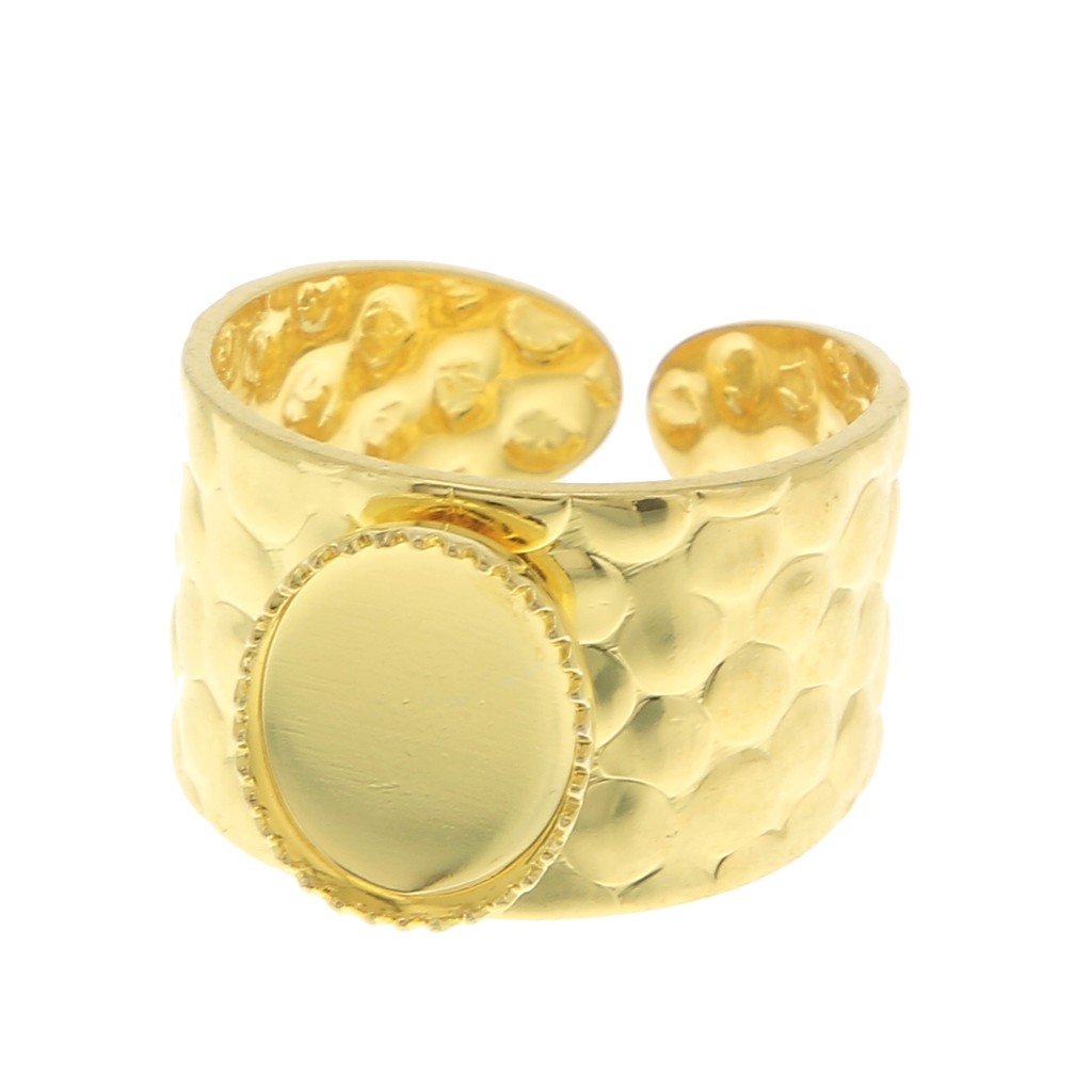 Bague martelée en argent sterling plaqué or 14 carats avec véritable
