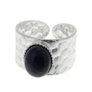 Bague martelée réglable pour cabochon 10x8 mm - Argenté x1