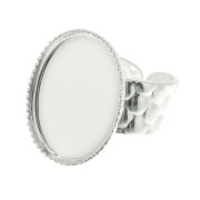 Bague martelée réglable pour cabochon 18x13 mm - Argenté x1|raw }}