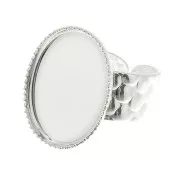 Bague martelée réglable pour cabochon 18x13 mm - Argenté x1