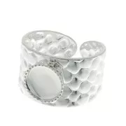 Bague martelée réglable pour cabochon 8 mm - Argenté x1