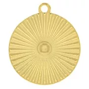 Breloque médaille effet plissé 20 mm - Doré à l'or fin x1