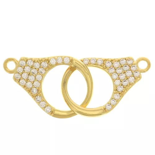 Intercalaire menottes avec zircons 32x12 mm - Doré - Crystal x1