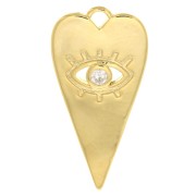 Pendentif coeur avec motif oeil en oxyde de Zirconium  22x11 mm - Doré - Crystal x1|raw }}