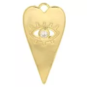 Pendentif coeur avec motif oeil en oxyde de Zirconium 22x11 mm - Doré - Crystal x1