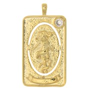 Pendentif carte de tarot - Le monde - avec oxyde de Zirconium 34x18 mm - Doré x1|raw }}