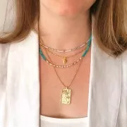 Pendentif carte de tarot - La lune - avec oxyde de Zirconium  34x18 mm - Doré - Crystal x1