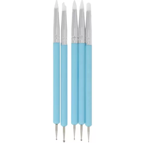Set de 5 outils de modelage en silicone - Bleu - Blanc