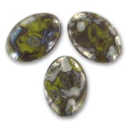 Olives plates 20x14 mm Opaque Olivine Picasso x5