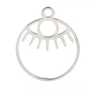 Breloque ronde évidée motif oeil 17x14 mm - Acier inoxydable x1