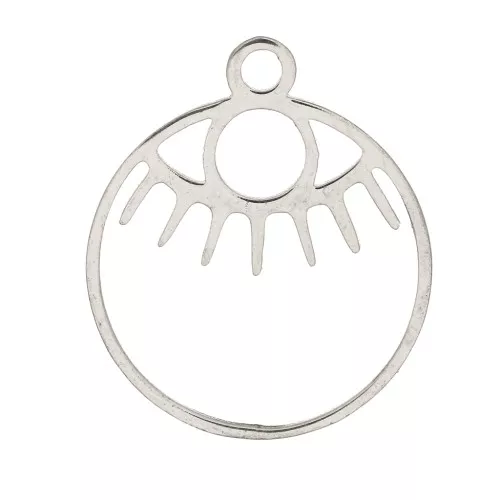 Breloque ronde évidée motif oeil 17x14 mm - Acier inoxydable x1