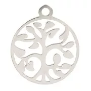Breloque ronde évidée motif arbre de vie 17x14 mm - Acier inoxydable x1