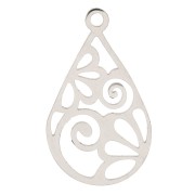 Pendentif goutte évidé motif arabesques 22x13 mm - Acier inoxydable x1