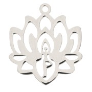 Pendentif fleur de lotus évidé 21x19 mm - Acier inoxydable x1