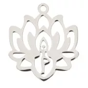 Pendentif fleur de lotus évidé 21x19 mm - Acier inoxydable x1