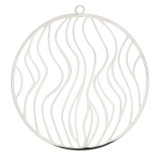Pendentif rond ajouré motif lignes irrégulières 39x37 mm - Acier inoxydable x1