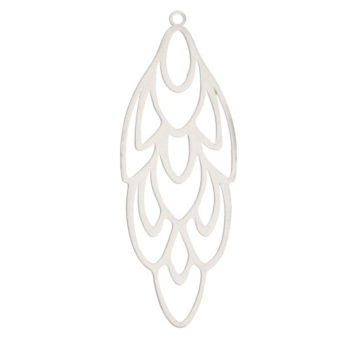 Pendentif plume design 52x19 mm - Acier inoxydable x1