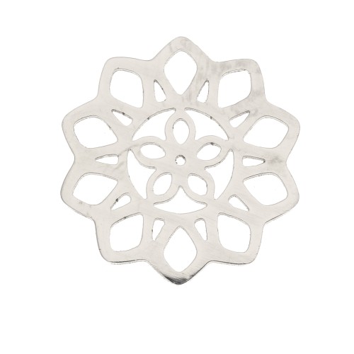 Intercalaire rosace fleur ajouré 14 mm - Acier inoxydable x1