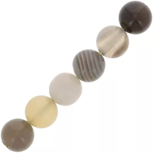 Perles rondes 6 mm pierre gemme Agate du Botswana x15