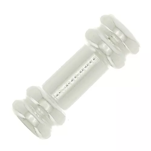 Perles tubes travaillées 9x3.5 mm - Placage argent finx5