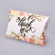 Emballage berlingot en carton - Thank you motif fleuri 12.5x8x2cm - Multicolore x1