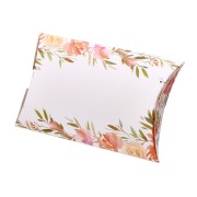 Emballage berlingot en carton - Thank you motif fleuri 12.5x8x2cm - Multicolore x1