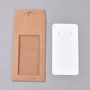 Emballage en carton avec son étiquette pour bijoux 13x6.5 cm - Kraft - Blanc x1|raw }}