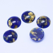 Cabochon rond en acétate 18 mm - Ecaille de tortue - Bleu nuit - Doré x1