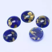Cabochon rond en acétate 18 mm - Ecaille de tortue - Bleu nuit - Doré x1