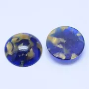 Cabochon rond en acétate 18 mm - Ecaille de tortue - Bleu nuit - Doré x1