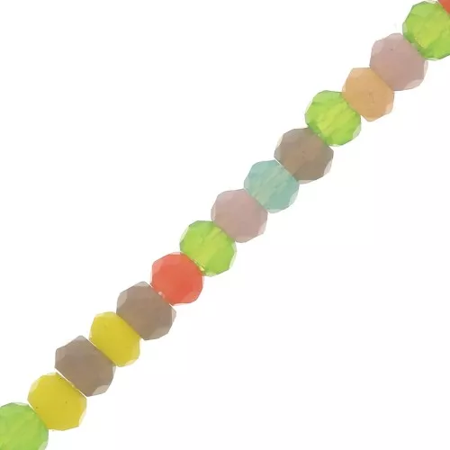 Perles rondelles facettées - rondes aplaties -2x1.5 mm - Multicolore vif x33cm