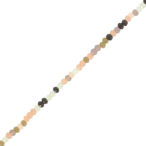 Perles rondelles facettées rondes aplaties 2.5x1.5 mm Noir - Vert - Saumon x3cm
