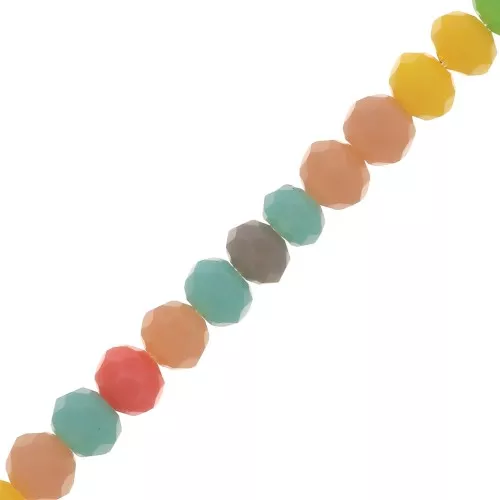 Perles rondelles facettées - rondes aplaties - 3.5x3 mm - Multicolore vif x36cm