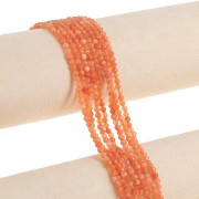 Perles Rondes facettées 3 mm pierre gemme  Agate teintée - Sable x37cm