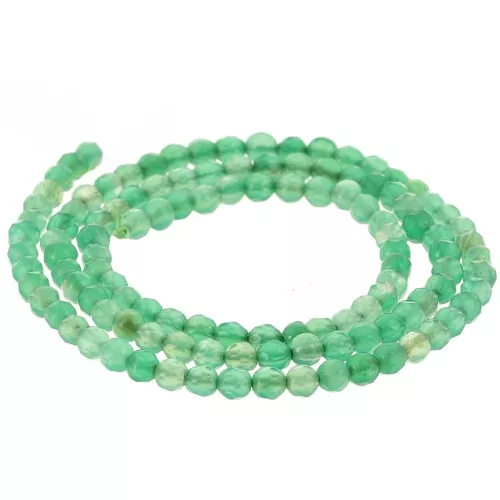 Perles Rondes facettées 3 mm pierre gemme  Agate teintée - Vert  x37cm