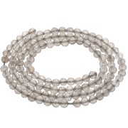 Perles Rondes facettées 3 mm pierre gemme Agate teintée - Taupe clair x39cm