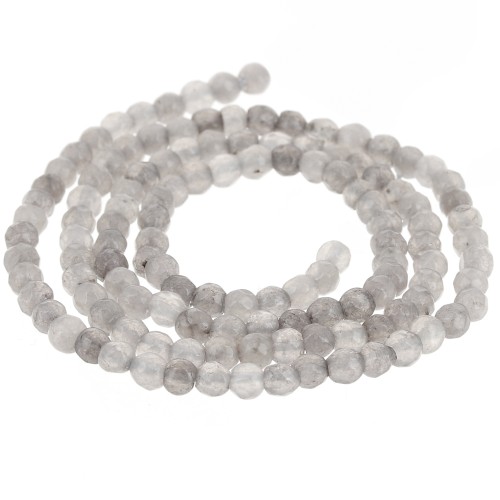 Perles Rondes facettées 3 mm pierre gemme  Agate teintée - Taupe x37cm