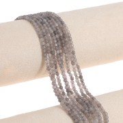 Perles Rondes facettées 3 mm pierre gemme  Agate teintée - Taupe x37cm