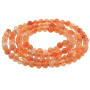 Perles Rondes facettées 3.5 mm pierre gemme Agate - Orange x37cm