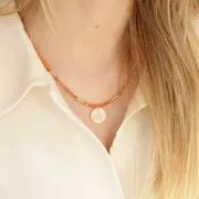 Perles Rondes facettées 3.5 mm pierre gemme Agate - Orange x37cm