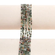 Perles Rondes facettées 2.5 mm pierre gemme  - Agate Verte x39cm